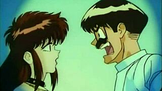 In this anime, a strapon threesome leads to intense fucking and cumshots