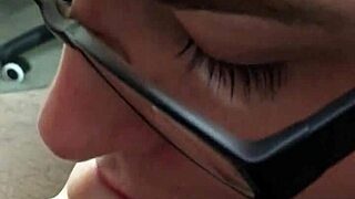 close up lipstick blowjob scene