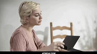 Forbidden seductions with a stunning blonde and her big assets tempting everyone.