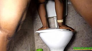 She was bathing when I saw the beautiful black girl bent over for doggystyle fucking