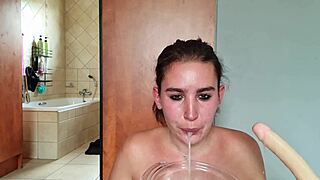 I'm gathering saliva while repeatedly fucking my throat with a double ended dildo! 😋