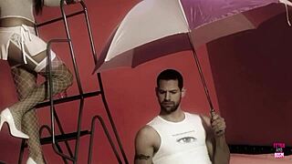 Blonde Big Tits Models In Pool With Milk Then Bangs Photographer!