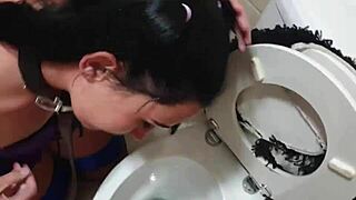 Young emo slut gets bound and dragged to toilet