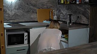 Blonde Housewife's Anal Pounded Hard by Muscular Stud in Kitchen