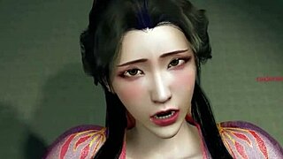 3d cute asian cosplay slut sucking the big dick