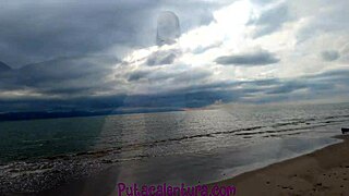 Petite babe's emotional beach encounter