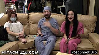 Hey, patient Blaire Celeste moans with Hitachi magic wand orgasms during medical exam at Hitachihoes.com! 😍