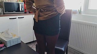 Hot ass pantyhose teen strips at window, rips clothes, plays with big cock intensely