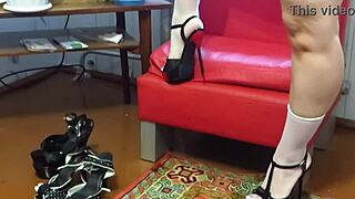 Plump Mature Milf Tries High Socks and Heels for Foot Fetish