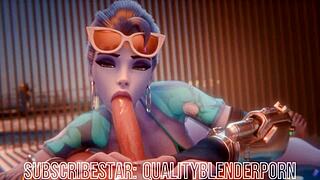 Widow Performs Deepthroat on the Beach in Hentai