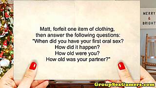 Real amateur gets spitroasted in doggystyle threeway with handjob and cum on ass