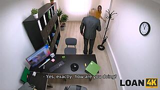 Hungarian milf gets wet during office interview for loan
