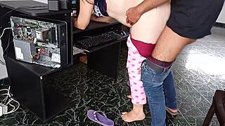 Boldly fucking neighbor while her cuckold boyfriend is away