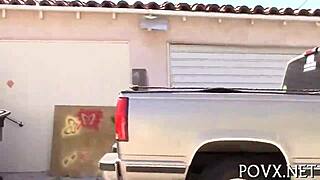 alluring teen slut sucks erected cock bent over in doggystyle fucking