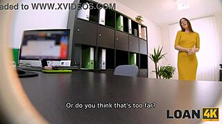 Hungarian milf gets wet during office interview for loan