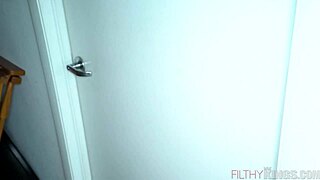 Blue-eyed step sister feels intense desire for step bro's big dick after shower