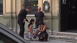 Hungarian Slave Flashes Naked In Public For First Time Exhibitionist Fetish