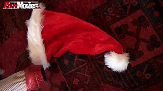 redhead feels pleasure during christmas toy session