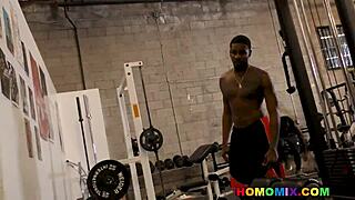 white guy getting gangbanged by huge black cocks in the gym 😈