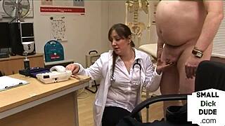 Smallcock patient jerked by femdom nurse group in hospital uniform