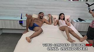 Young Karolzinha enjoys a threesome in the hotel room.