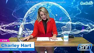 Camsoda hot milf rides sybian and masturbates during news reading