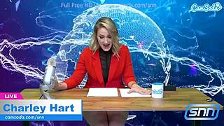 Camsoda hot milf rides sybian and masturbates during news reading