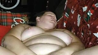 Milf squirts using 2 huge dildos