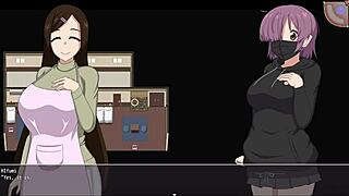 Anime characters perform blowjobs and use toys in a sex game