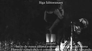 Married woman flashes on the street with lover. Cuckold voyeur films the thrilling moment!