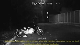 Married woman flashes on the street with lover. Cuckold voyeur films the thrilling moment!