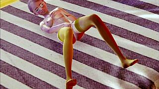 Teen in Stockings Performs Solo Masturbation in 3D Hentai