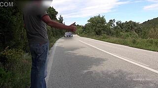 wow, a stranger’s huge cock gets jerked off in a public spot