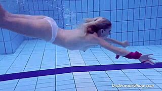 hey, proklova strips off bikini and swims nude underwater