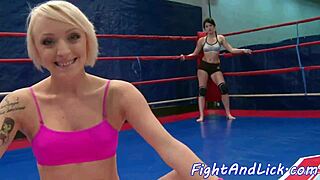Tattooed euro babe wrestles in intriguing match