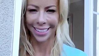 My blonde stepmom's huge tits are my favorite toys