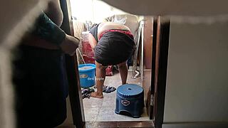 Young boy flashing cock to Andhra maid Swathy nearby