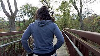 Staged public flashing exposes narrow ass in humiliation scene