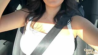 Latina Squirt In Car.