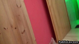 Busty blonde masseuse screws stranger in public pov scene