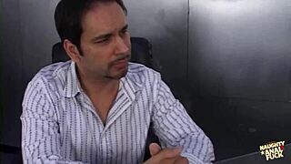 Blonde office lady gags in 69 while getting her tight asshole drilled