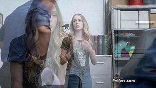 Blonde teen bends over for big cock in reality spying scene