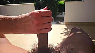 I’m so turned on watching this slow-motion handjob in the garden