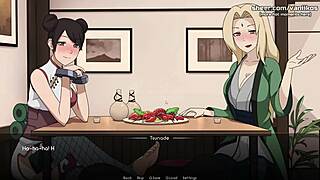 Naruto kunoichi tsunade and tenten perform handjob and foot job in public restaurant