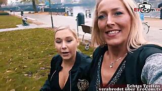 german lesbians arrange real sex dates during casting, one picks up the other