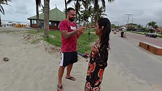 We took the young carioca girl to the beach for a wild orgy with the couple.