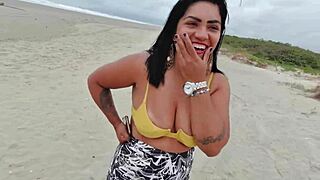 We took the young carioca girl to the beach for a wild orgy with the couple.