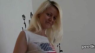 Adorable doll's spread vagina soaked in warm piss