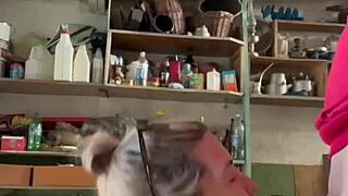 guy bangs young girl hard in ass in garage