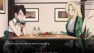 Naruto kunoichi tsunade and tenten perform handjob and foot job in public restaurant